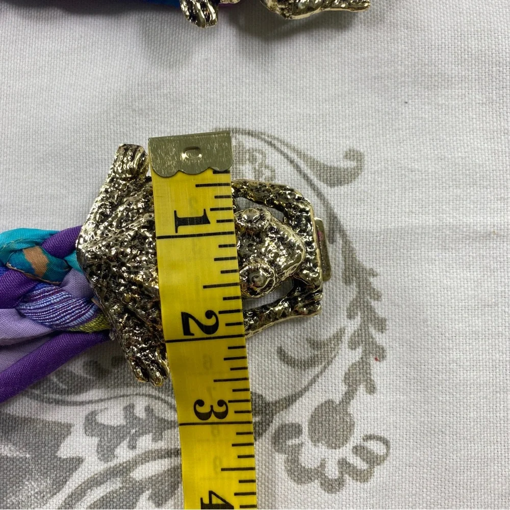 Vintage Kissing Frogs Boho Hippie Braided Fabric &‎ Cord Waist Accent Belt